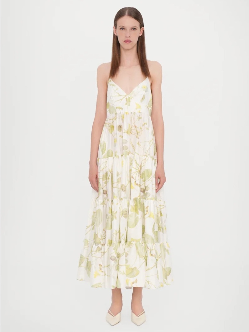 ERDEM Lily Pad Vine Strappy Fit & Flare Midi Dress NWT US 6